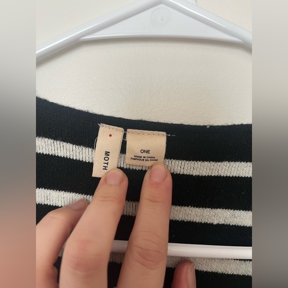 Anthropologie MOTH black and white Stripe Pop Print Long Cardigan Vest Duster - Picture 10 of 11